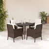 Image de vidaXL Ensemble à Manger de Jardin avec Coussins 5 pcs, Table et Chaises de Patio, Meubles d'Extérieur Terrasse, Moderne, 3211935