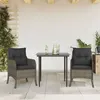 Image de vidaXL Ensemble à Manger de Jardin avec Coussins 3 pcs, Table et Chaises de Patio, Meubles d'Extérieur Terrasse, Moderne, 3211948