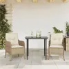 Image de vidaXL Ensemble à manger de jardin et coussins 3 pcs Beige poly rotin 3211962