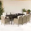 Image de Salon de jardin vidaxl rotin 9 pieces beige 200 x 100 x 74 cm