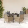 Image de vidaXL Ensemble à Manger de Jardin avec Coussins 5 pcs, Chaises et Table de Patio, Meubles de Terrasse, Moderne, Beige 3211977