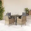 Image de vidaXL Ensemble à Manger de Jardin avec Coussins 5 pcs, Chaises et Table de Patio, Meubles de Terrasse, Moderne, Beige 3211984