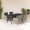 Image de vidaXL Ensemble à Manger de Jardin avec Coussins 5 pcs, Chaises et Table de Patio, Meubles de Terrasse, Moderne, Gris Clair 3212000