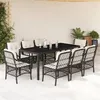 Image de vidaXL Ensemble à Manger de Jardin avec Coussins 9 pcs, Table et Chaises de Patio, Meubles d'Extérieur Terrasse, Moderne, 3212023