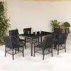 Image de vidaXL Ensemble à manger de jardin coussins 7pcs Noir Résine tressée 3212027
