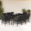 Image de vidaXL Ensemble à Manger de Jardin avec Coussins 9 pcs, Table et Chaises de Patio, Meubles d'Extérieur Terrasse, Moderne, 3212029