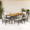 Image de Salon de jardin GENERIQUE 6 personnes noir 7 pieces 190 x 90 x 75 cm resine tressee