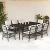 Image de vidaXL Ensemble à Manger de Jardin avec Coussins 9 pcs, Table et Chaises de Patio, Meubles d'Extérieur Terrasse, Moderne, 3212095