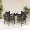 Image de vidaXL Ensemble à Manger de Jardin avec Coussins 5 pcs, Table et Chaises de Patio, Meubles d'Extérieur Terrasse, Moderne, 3212125
