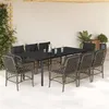 Image de vidaXL Ensemble à manger de jardin 9 pcs coussins gris résine tressée