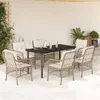 Image de vidaXL Ensemble à Manger de Jardin avec Coussins 7 pcs, Table et Chaises de Patio, Meubles d'Extérieur Terrasse, Moderne, 3212149