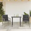 Image de vidaXL Ensemble de bistro 3 pcs et coussins gris clair résine tressée 3212166