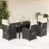 Image de vidaXL Ensemble à Manger de Jardin avec Coussins 7 pcs, Table et Chaises avec Dossier Réglable, Meubles d'Extérieur Patio 3212200