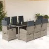 Image de vidaXL Ensemble à Manger de Jardin avec Coussins 9 pcs, Table et Chaises avec Dossier Réglable, Meubles d'Extérieur Patio 3212220