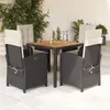 Image de vidaXL Ensemble à Manger de Jardin avec Coussins 5 pcs, Table et Chaises avec Dossier Réglable, Meubles d'Extérieur Patio 3212223