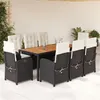 Image de Ensemble table et chaise de jardin Vidaxl resine tressee noir 6 personnes table rectangulaire 57.0 x 58.5 cm