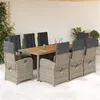 Image de vidaXL 9-delige Tuinset met kussens poly rattan grijs3212246