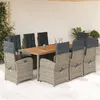 Image de vidaXL 9-delige Tuinset met kussens poly rattan grijs3212247