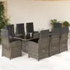 Image de vidaXL Ensemble à Manger de Jardin avec Coussins 9 pcs, Table et Chaises avec Dossier Réglable, Meubles d'Extérieur Patio 3212258