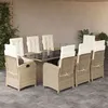Image de vidaXL Ensemble à Manger de Jardin avec Coussins 9 pcs, Table et Chaises avec Dossier Réglable, Meubles d'Extérieur Patio 3212261