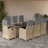 Image de vidaXL Ensemble à Manger de Jardin avec Coussins 9 pcs, Table et Chaises avec Dossier Réglable, Meubles d'Extérieur Patio 3212264
