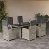 Image de vidaXL Ensemble à Manger de Jardin avec Coussins 7 pcs, Table et Chaises avec Dossier Réglable, Meubles d'Extérieur Patio 3212266