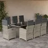 Image de vidaXL Ensemble à Manger de Jardin avec Coussins 9 pcs, Table et Chaises avec Dossier Réglable, Meubles d'Extérieur Patio 3212267
