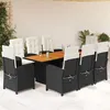 Image de vidaXL Ensemble à Manger de Jardin avec Coussins 9 pcs, Table et Chaises à Dossier Rabattable, Meubles d'Extérieur Patio 3212274