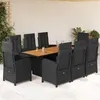 Image de vidaXL Ensemble à Manger de Jardin avec Coussins 9 pcs, Table et Chaises à Dossier Rabattable, Meubles d'Extérieur Patio 3212276