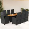 Image de vidaXL Ensemble à Manger de Jardin avec Coussins 9 pcs, Table et Chaises à Dossier Rabattable, Meubles d'Extérieur Patio 3212277