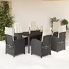 Image de vidaXL Ensemble à Manger de Jardin avec Coussins 7 pcs, Table et Chaises avec Dossier Réglable, Meubles d'Extérieur Patio 3212306