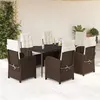 Image de vidaXL Ensemble à Manger de Jardin avec Coussins 7 pcs, Table et Chaises avec Dossier Réglable, Meubles d'Extérieur Patio 3212336