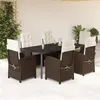 Image de vidaXL Ensemble à Manger de Jardin avec Coussins 7 pcs, Table et Chaises avec Dossier Réglable, Meubles d'Extérieur Patio 3212347