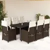 Image de vidaXL Ensemble à Manger de Jardin avec Coussins 9 pcs, Table et Chaises avec Dossier Réglable, Meubles d'Extérieur Patio 3212348