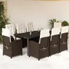 Image de vidaXL Ensemble à Manger de Jardin avec Coussins 9 pcs, Table et Chaises avec Dossier Réglable, Meubles d'Extérieur Patio 3212349
