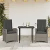 Image de vidaXL Ensemble à Manger de Jardin avec Coussins 3 pcs, Table et Chaises avec Dossier Réglable, Meubles d'Extérieur Patio 3212350