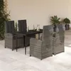 Image de vidaXL Ensemble à Manger de Jardin avec Coussins 5 pcs, Table et Chaises avec Dossier Réglable, Meubles d'Extérieur Patio 3212353