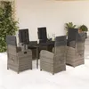 Image de vidaXL Ensemble à Manger de Jardin avec Coussins 7 pcs, Table et Chaises avec Dossier Réglable, Meubles d'Extérieur Patio 3212356