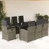 Image de vidaXL Ensemble à Manger de Jardin avec Coussins 9 pcs, Table et Chaises avec Dossier Réglable, Meubles d'Extérieur Patio 3212369