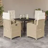 Image de vidaXL Ensemble à Manger de Jardin avec Coussins 5 pcs, Table et Chaises avec Dossier Réglable, Meubles d'Extérieur Patio 3212371