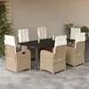 Image de vidaXL Ensemble à Manger de Jardin avec Coussins 7 pcs, Table et Chaises avec Dossier Réglable, Meubles d'Extérieur Patio 3212387