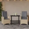 Image de vidaXL Ensemble à Manger de Jardin avec Coussins 3 pcs, Table et Chaises avec Dossier Réglable, Meubles d'Extérieur Patio 3212390