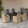 Image de vidaXL Ensemble à Manger de Jardin avec Coussins 7 pcs, Table et Chaises avec Dossier Réglable, Meubles d'Extérieur Patio 3212407