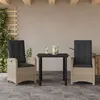 Image de vidaXL Ensemble à Manger de Jardin avec Coussins 3 pcs, Table et Chaises avec Dossier Réglable, Meubles d'Extérieur Patio 3212420