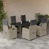 Image de vidaXL Ensemble à Manger de Jardin avec Coussins 7 pcs, Table et Chaises avec Dossier Réglable, Meubles d'Extérieur Patio 3212427