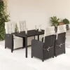 Image de vidaXL Ensemble à Manger de Jardin avec Coussins 5 pcs, Chaises et Table de Patio, Meubles de Terrasse, Moderne, Noir Résine 3212452