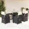 Image de vidaXL Ensemble à Manger de Jardin avec Coussins 7 pcs, Chaises et Table de Patio, Meubles de Terrasse, Moderne, Noir Résine 3212453