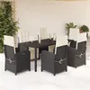 Image de vidaXL Ensemble à Manger de Jardin avec Coussins 7 pcs, Chaises et Table de Patio, Meubles de Terrasse, Moderne, Noir Résine 3212454