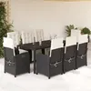 Image de vidaXL Ensemble à Manger de Jardin avec Coussins 9 pcs, Chaises et Table de Patio, Meubles de Terrasse, Moderne, Noir Résine 3212455