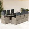 Image de vidaXL Ensemble à Manger de Jardin avec Coussins 9 pcs, Chaises et Table de Patio, Meubles de Terrasse, Moderne, Gris Résine 3212467